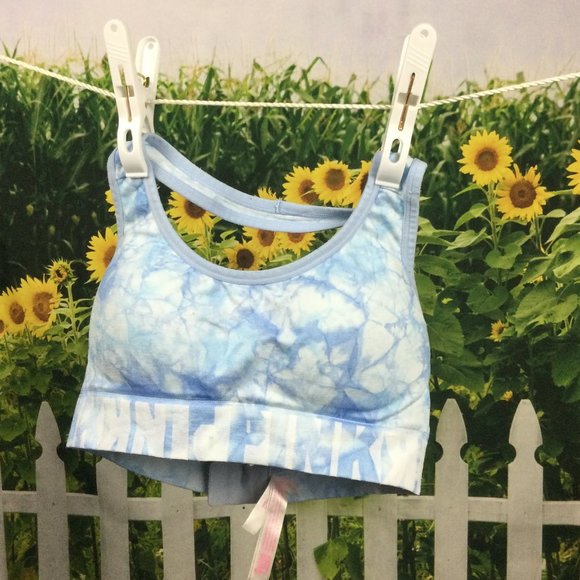 PINK Victoria's Secret Other - Victoria's Secret PINK Blue Cloud Halter Sports Bra M